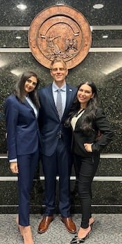Cooley Law School’s Tampa Bay Moot Court team won the Best Brief award at Florida State University’s Claude Pepper Elder law Moot Court competition, held Nov. 7-9, at FSU College of Law in Tallahassee, Fla. Pictured from left to right are: Safa Kudia, Colby Weron, and Gabriella Logiudice.