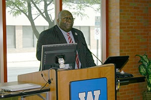 jerome reide at podium