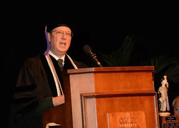 Chosen by his peers, Phillip Harwood delivers the class farewell remarks