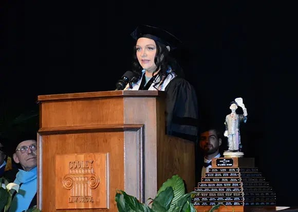 Chosen by her peers, Autumn Loos delivers the class farewell remarks